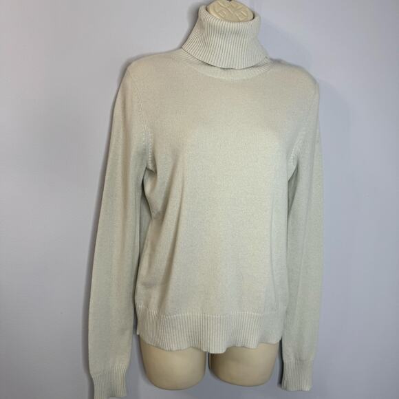 Theory Cashmere Turtleneck Sweater Pullover Lightweight Periwinkle Light Green M - Picture 3 of 9